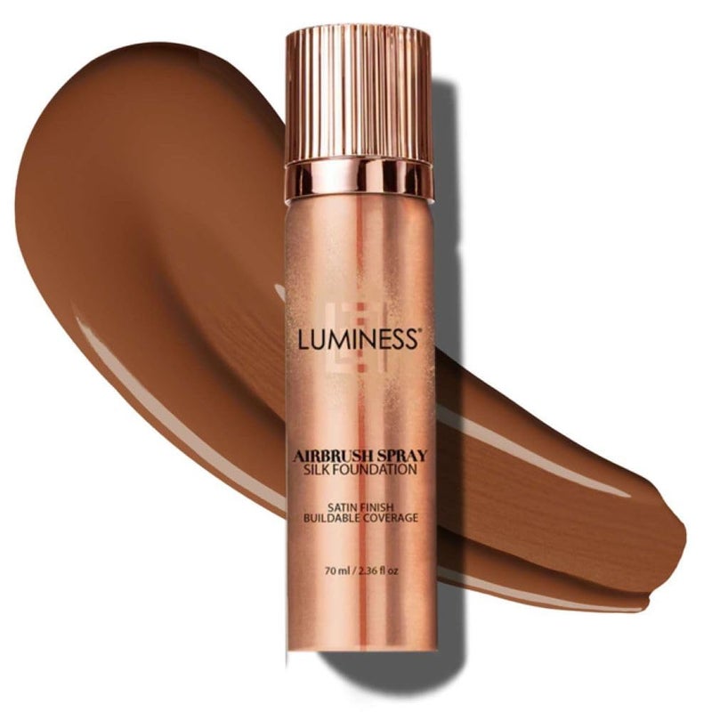 LUMINESS Silk Airbrush Spray Foundation - Full Coverage Foundation - Formula Hydrates & Moisturizes with Hyaluronic Acid, Aloe Vera & Hydrolyzed Silk (Shade - Deep) - Image 1
