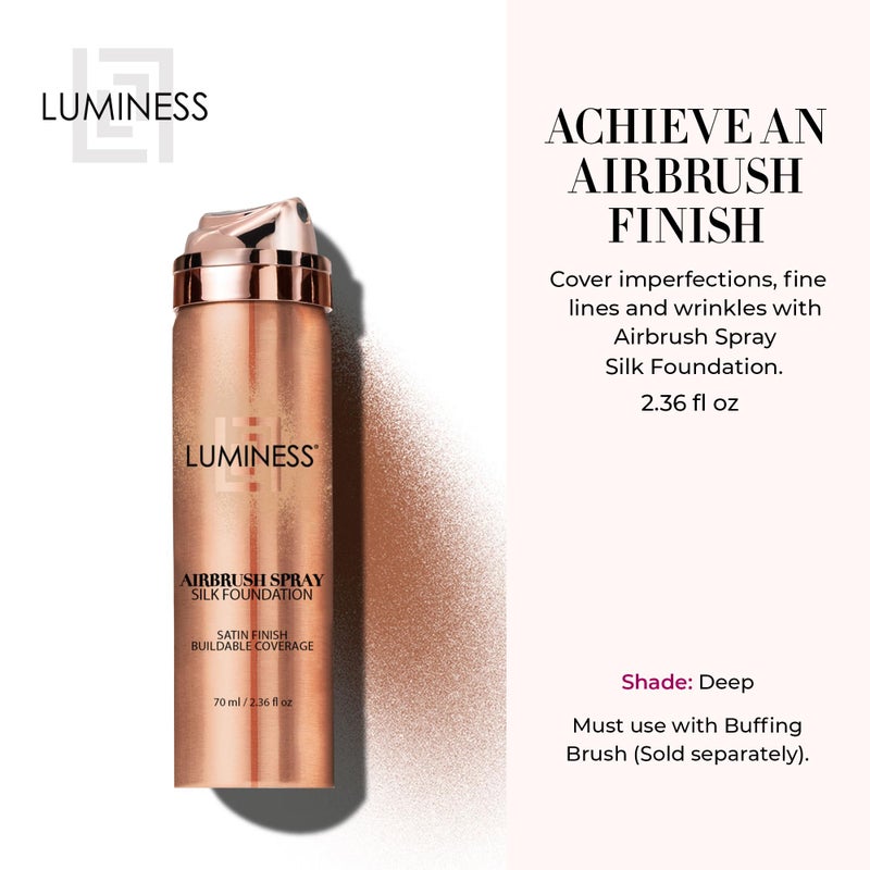 LUMINESS Silk Airbrush Spray Foundation - Full Coverage Foundation - Formula Hydrates & Moisturizes with Hyaluronic Acid, Aloe Vera & Hydrolyzed Silk (Shade - Deep) - Image 2