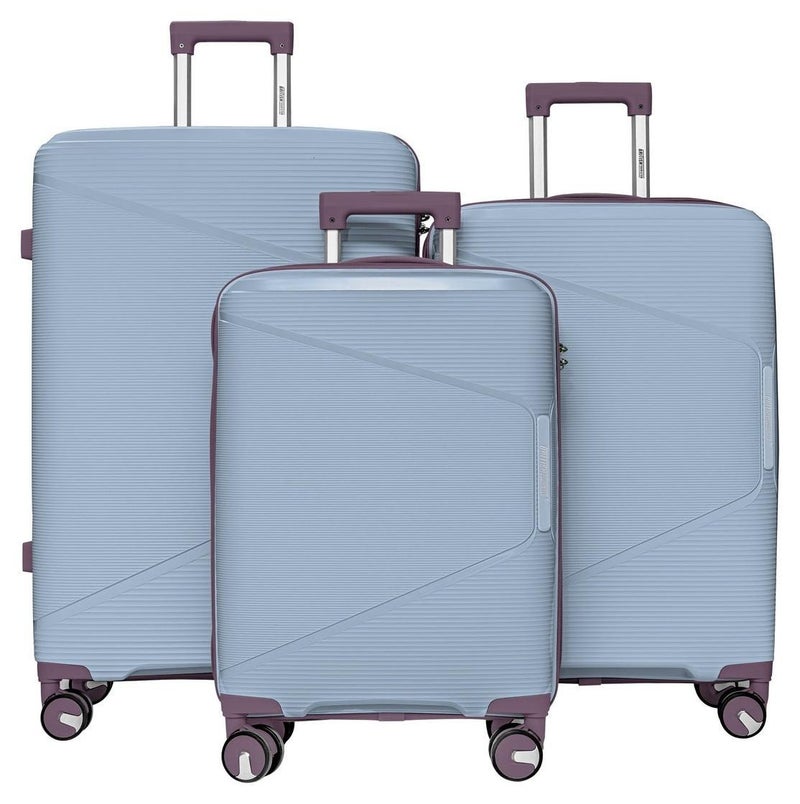BRITISH TOURISTER 3 Piece Polypropylene Hard side Luggage Set with TSA Lock | Lightweight Spinner Suitcases with 360° Wheels | Durable Trolley Bags for Secure Travel (Small, Medium, Large) - Grey Blue - Image 1