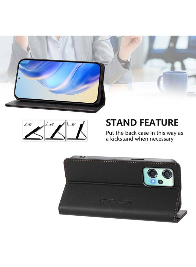 S-TOP Case For OnePlus Nord CE 2 Lite 5G / Nord 2 Lite RC01 Dual-Folded Magnetic Suction RFID Leather Phone Case - Image 4