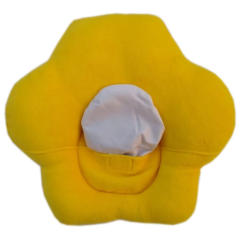 Pooja Flower Shape Neck Support Baby Sleeping Pillow with Detahable Mustard SeedRai Pouch for Easy Washing in Soft Velvet 012 Months Colour Yellow  - Image 2