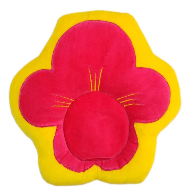 Pooja Flower Shape Neck Support Baby Sleeping Pillow with Detahable Mustard SeedRai Pouch for Easy Washing in Soft Velvet 012 Months Colour Yellow  - Image 1