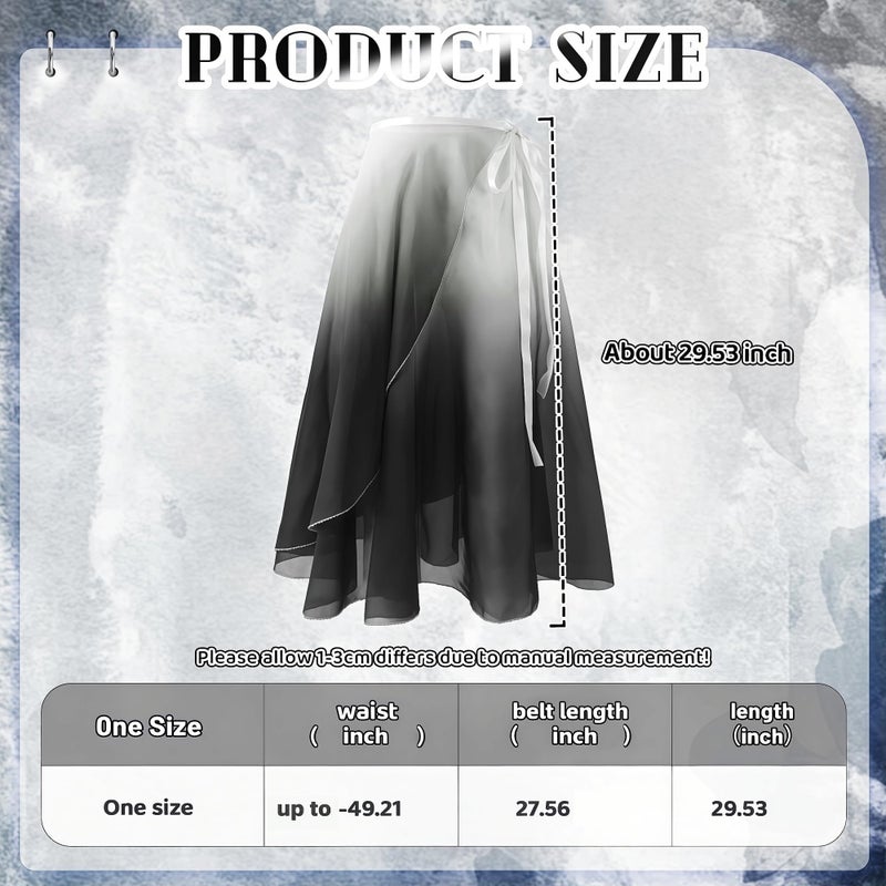 Baisdan Ballet Skirt for Women, Lyrical Dance Skirt, Wrap Skirts Mid-Calf Length, Flowy Chiffon Dance Outfit (One Size, 1 Pack, White Black) - Image 3