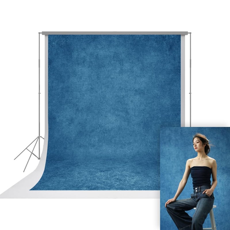 UrcTepics 8Ã—10 ft Blue Fabric Photo Backdrops, Classic Abstract Texture Backdrop for Headshots and Portraits, Vintage Photography Background for Studio and Events. - Image 1