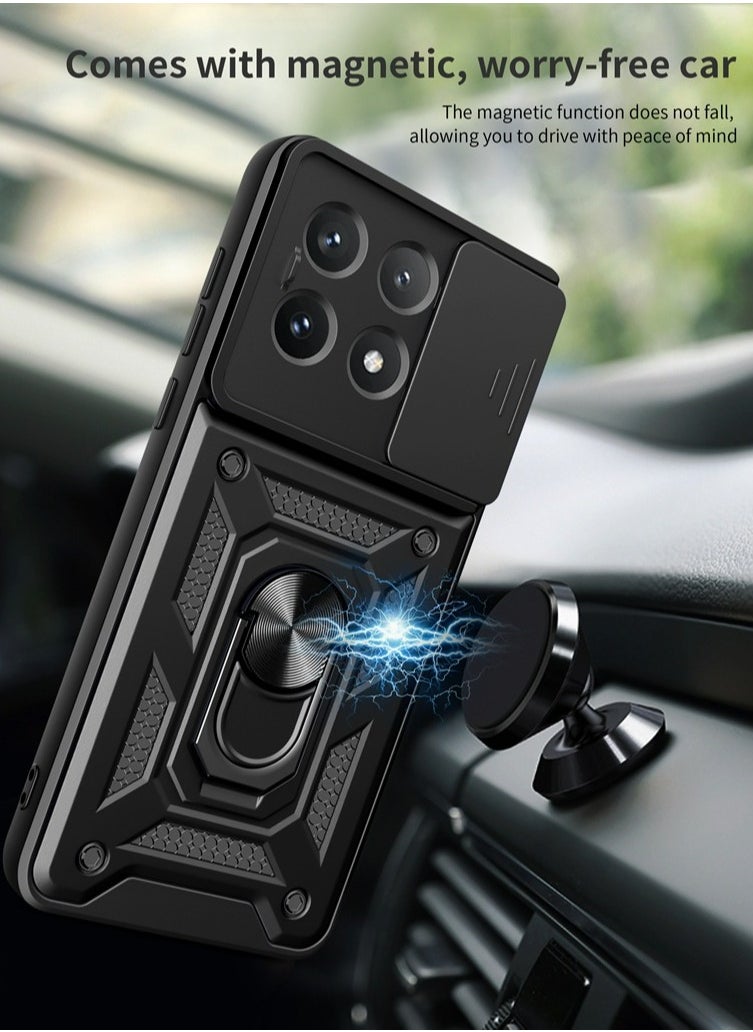 Generic Xiaomi Redmi Note 13 5G Mobile Phone Case Cover, Slide Camera Lens Cover + 360°Rotating Kickstand Ring + Bumper Shockproof Phone Case  - Image 2