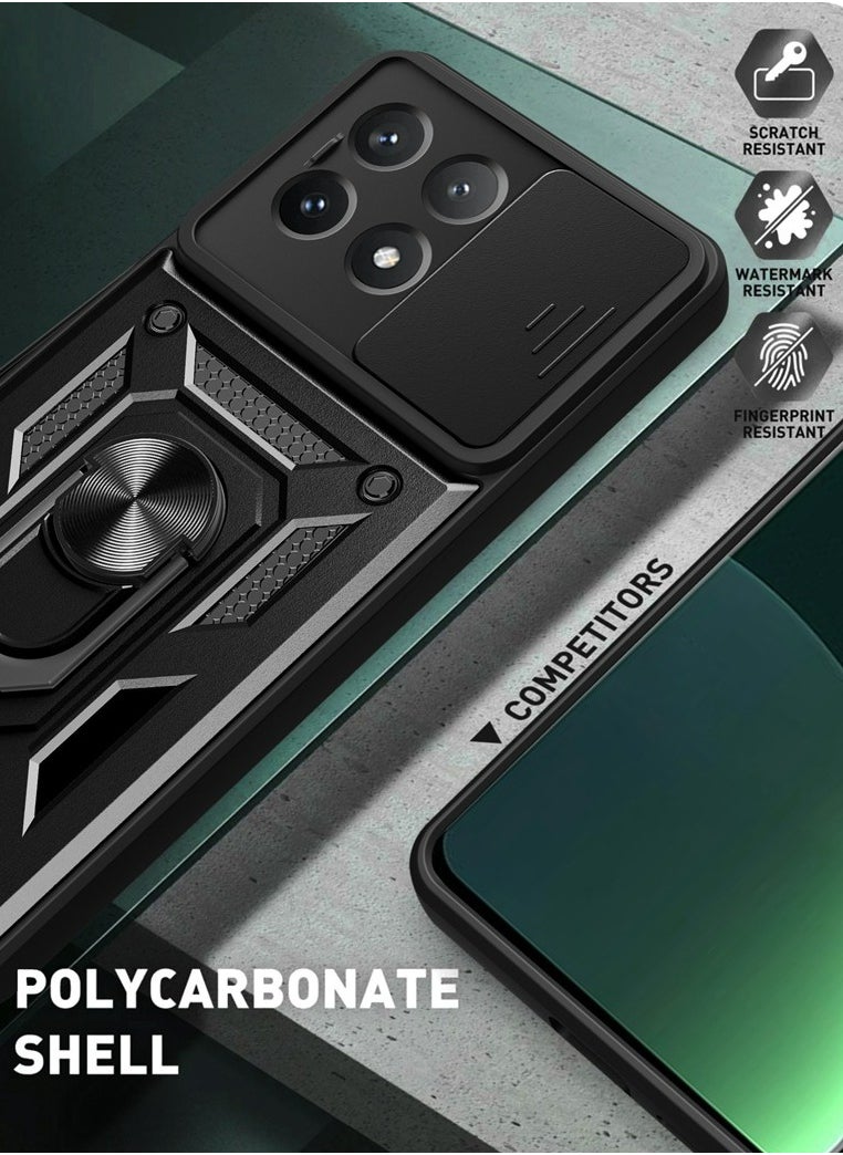 Generic Xiaomi Redmi Note 13 5G Mobile Phone Case Cover, Slide Camera Lens Cover + 360°Rotating Kickstand Ring + Bumper Shockproof Phone Case  - Image 3