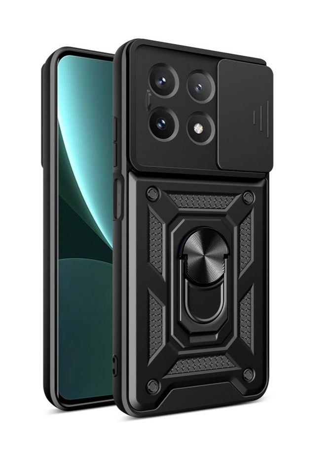 Generic Xiaomi Redmi Note 13 5G Mobile Phone Case Cover, Slide Camera Lens Cover + 360°Rotating Kickstand Ring + Bumper Shockproof Phone Case  - Image 1
