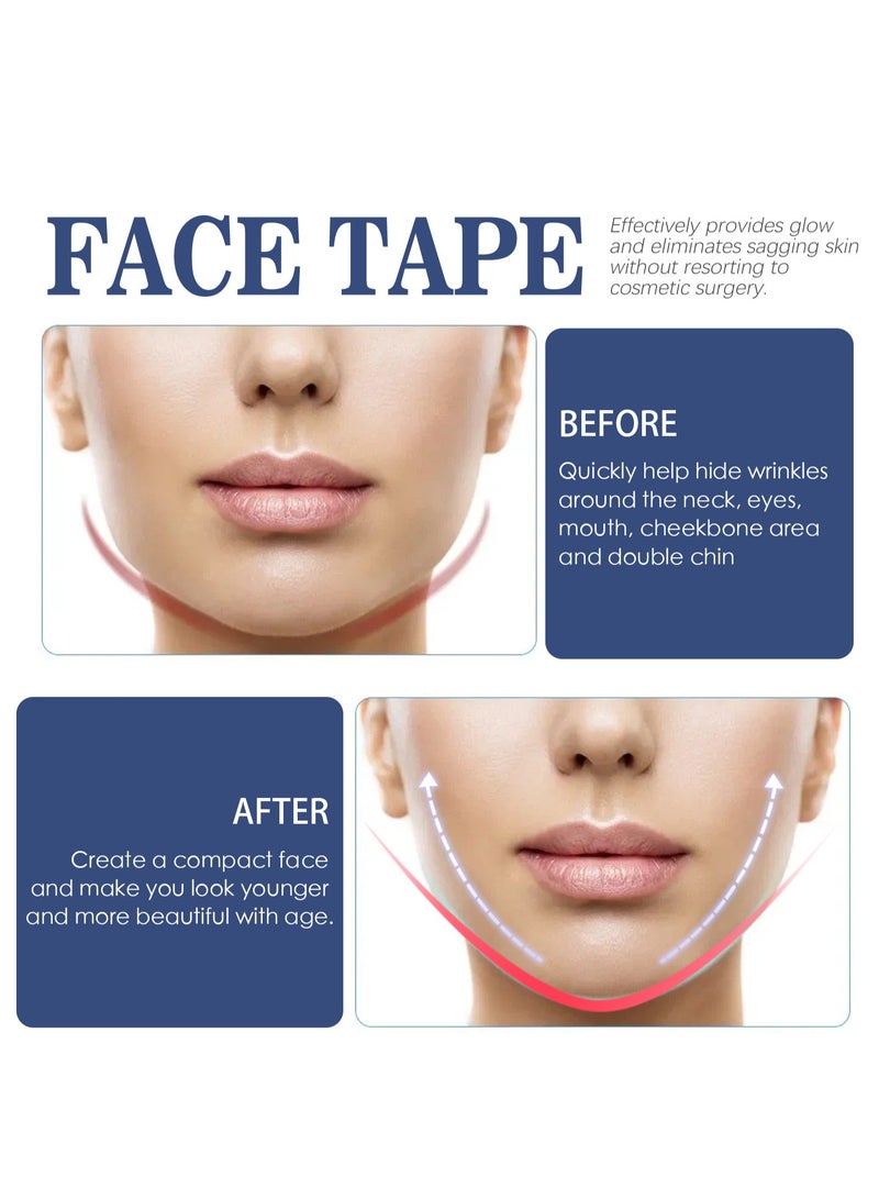 إيلهو شريط شد الوجه ، شريط رفع الوجه غير المرئي ، شريط وجه فوري للبشرة المتدلية المتجعدة ، إخفاء الذقن المزدوجة ، تجاعيد الوجه الناعمة ، رفع الوجه على الفور على شكل حرف V 60 قطعة - Image 3