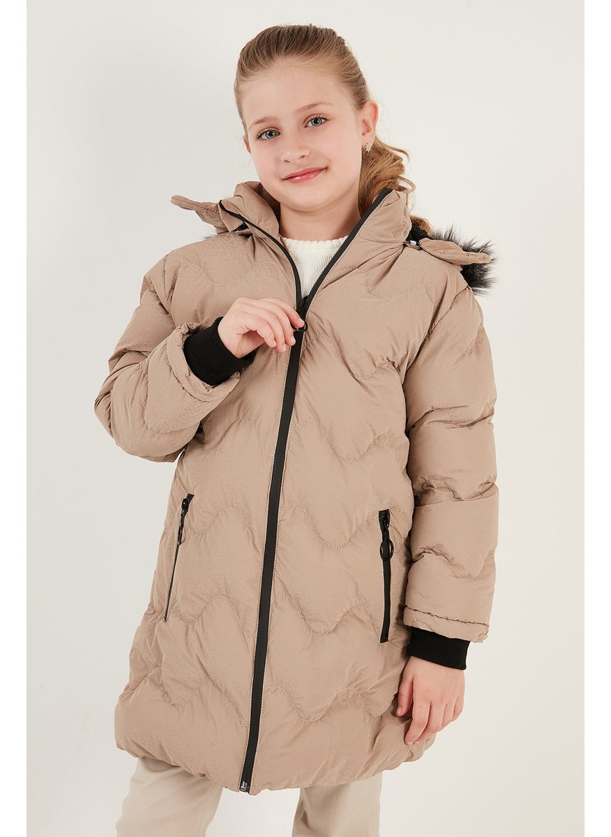 Lela Plush Lined Faux Fur Collar Removable Hooded Winter Coat Girls' Coat 5761905  - Image 3