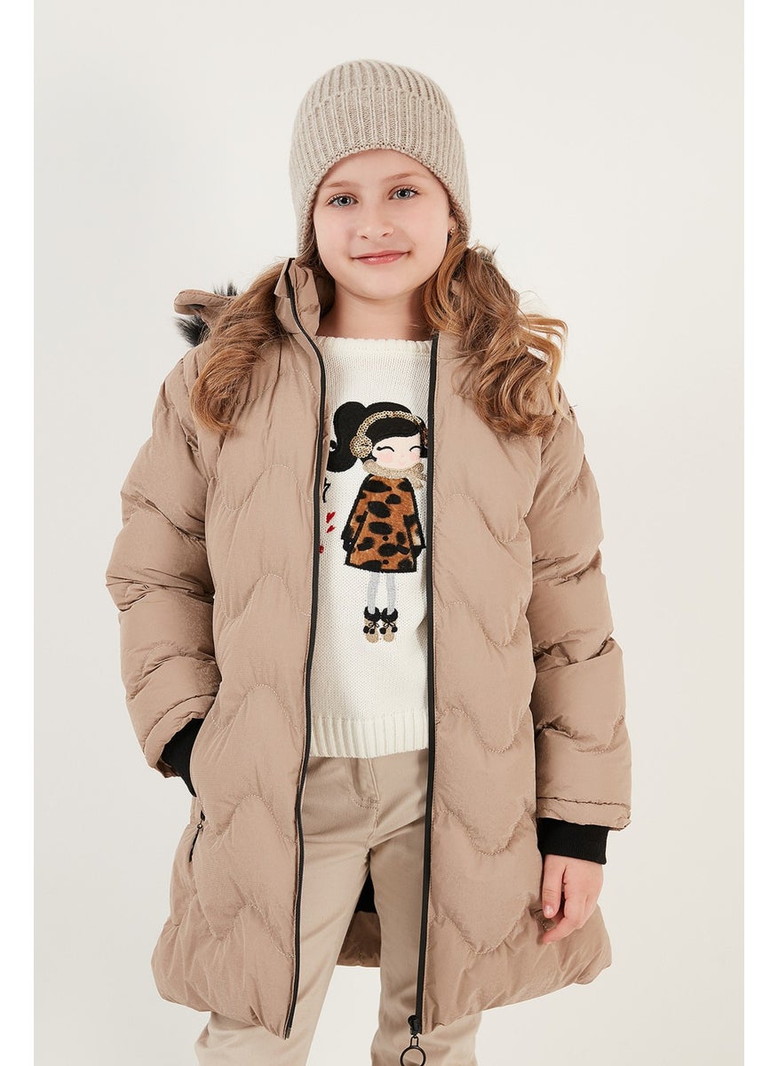 Lela Plush Lined Faux Fur Collar Removable Hooded Winter Coat Girls' Coat 5761905  - Image 4