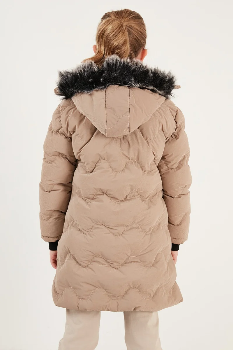 Lela Plush Lined Faux Fur Collar Removable Hooded Winter Coat Girls' Coat 5761905