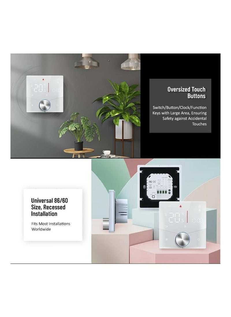 SYOSI - Smart Thermostat for Underfloor Electric Heating/Gas Boilers, Remote Voice Control, Programmable WIFI Temperature Controller with Adjusting Wheel, Smart Home Room Thermostat, Smart Life APP Control - Image 1