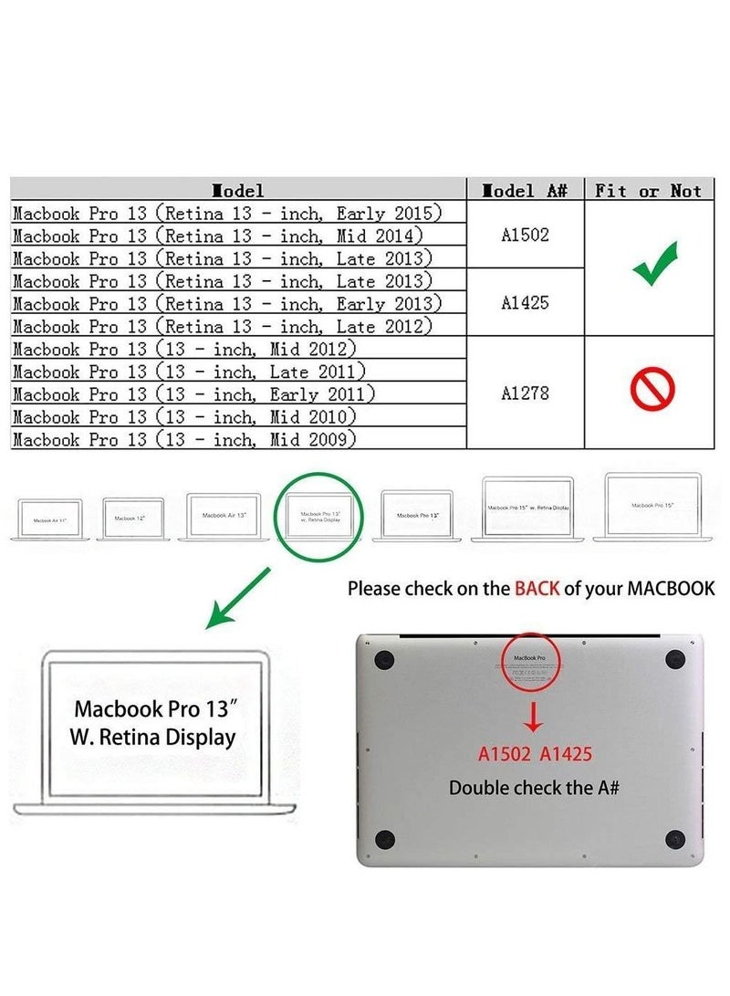 Older Version Case Smooth Hard Shell Slim Protective Case Compatible with MacBook Pro 13 Inch 2015-2012 Release Model A1502 A1425 w/Retina Display Rubberized Bottom Cover (Cystal Clear) - Image 2