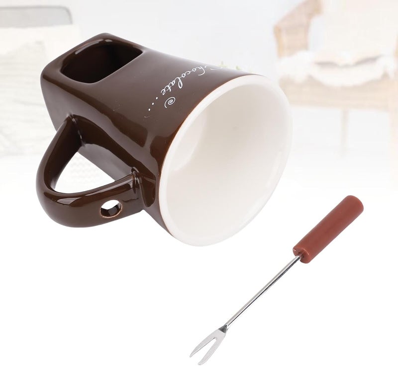 Chocolate Melting Ceramic Fondue Cup with Candle Holder for Elegant Gatherings and Celebrations, Easy to Dishwasher Safe for Chocolate Lovers (Coffee) - Image 5