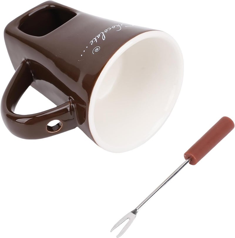 Chocolate Melting Ceramic Fondue Cup with Candle Holder for Elegant Gatherings and Celebrations, Easy to Dishwasher Safe for Chocolate Lovers (Coffee) - Image 1