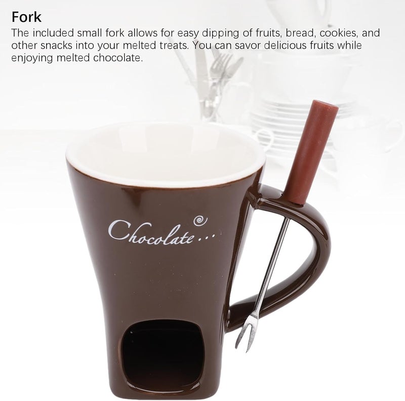 Chocolate Melting Ceramic Fondue Cup with Candle Holder for Elegant Gatherings and Celebrations, Easy to Dishwasher Safe for Chocolate Lovers (Coffee) - Image 3