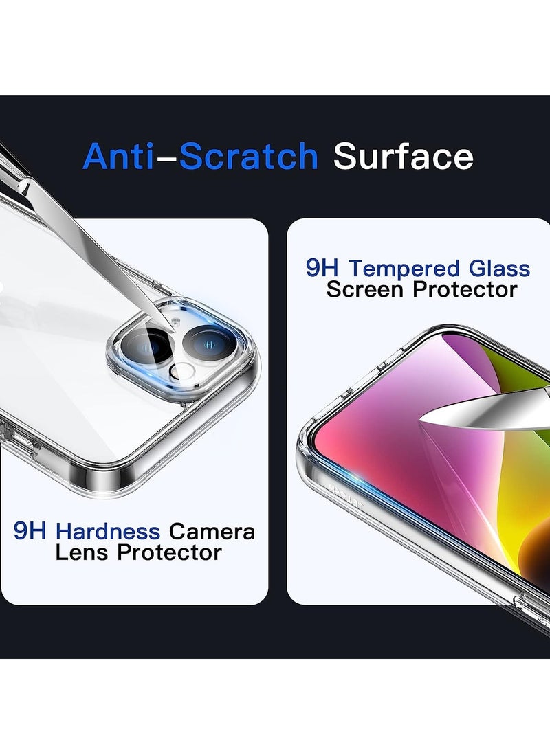 ELTRAZONE 3 in 1 Case for iPhone 14 Plus 6.7-Inch, with 2-Pack Screen Protector and Camera Lens Protector, Non-Yellowing Shockproof Bumper Phone Cover, Full Coverage Tempered Glass Film (Clear)  - Image 5