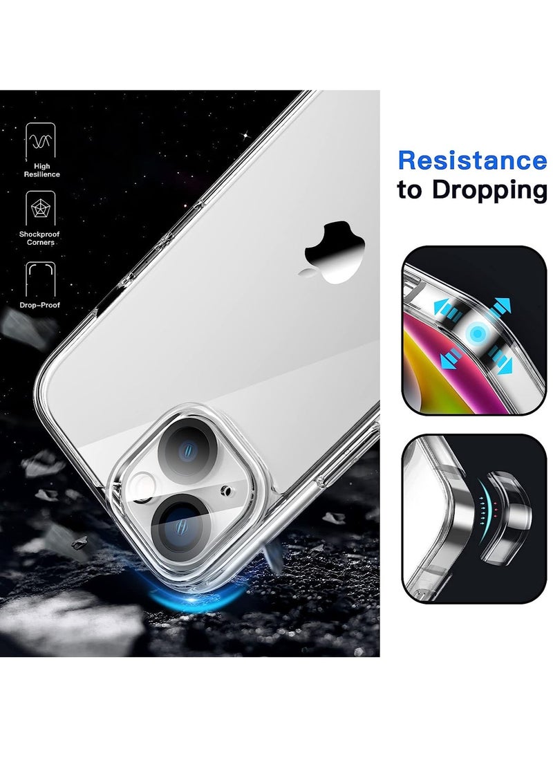 ELTRAZONE 3 in 1 Case for iPhone 14 Plus 6.7-Inch, with 2-Pack Screen Protector and Camera Lens Protector, Non-Yellowing Shockproof Bumper Phone Cover, Full Coverage Tempered Glass Film (Clear)  - Image 3