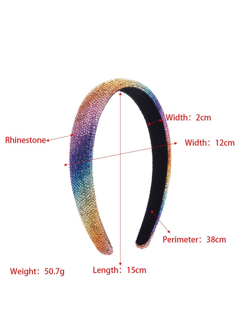 3Pcs Rhinestone Headbands Women Girls Sparkly Bling Diamond Rainbow Color Black Silver Fashion Comfortable Head Band Non Slip Birthday Wedding Hair Accessories For Gifts - Image 5