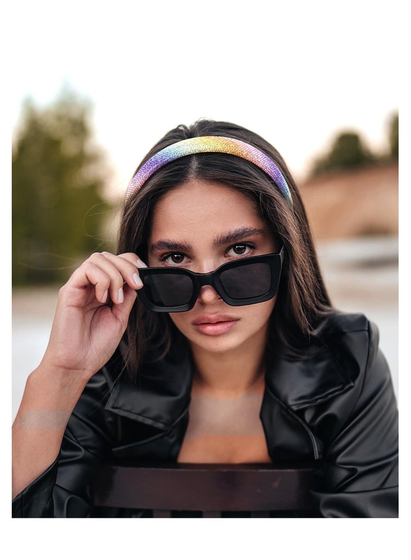 3Pcs Rhinestone Headbands Women Girls Sparkly Bling Diamond Rainbow Color Black Silver Fashion Comfortable Head Band Non Slip Birthday Wedding Hair Accessories For Gifts - Image 4