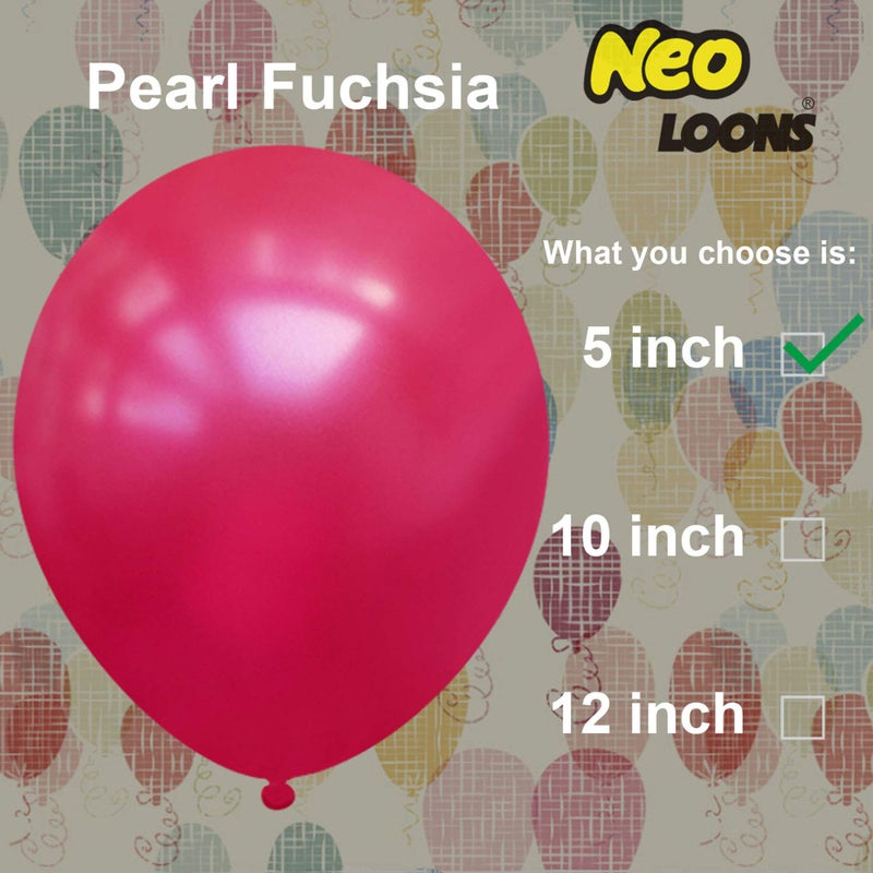 Neo LOONS 100 pcs 5" Pearl Fuchsia Premium Latex Balloon - Great for Kids, Adult Birthdays, Weddings, Receptions, Baby Showers, Water Fights, or Any Celebration - Image 2