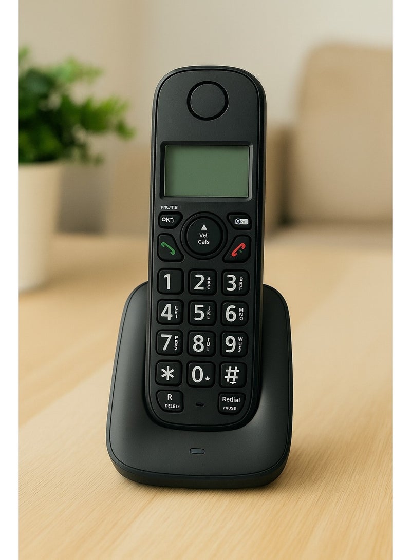 D1001 Cordless DECT Phone - 3-Line Display - Conference Calling - Intercom Support - LED Indicator - Supports 16 Interface Languages - Black - Image 2