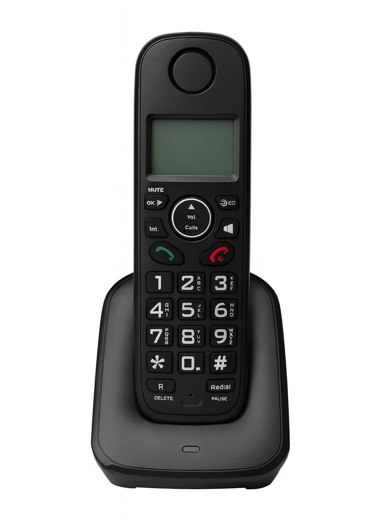 D1001 Cordless DECT Phone - 3-Line Display - Conference Calling - Intercom Support - LED Indicator - Supports 16 Interface Languages - Black - Image 1