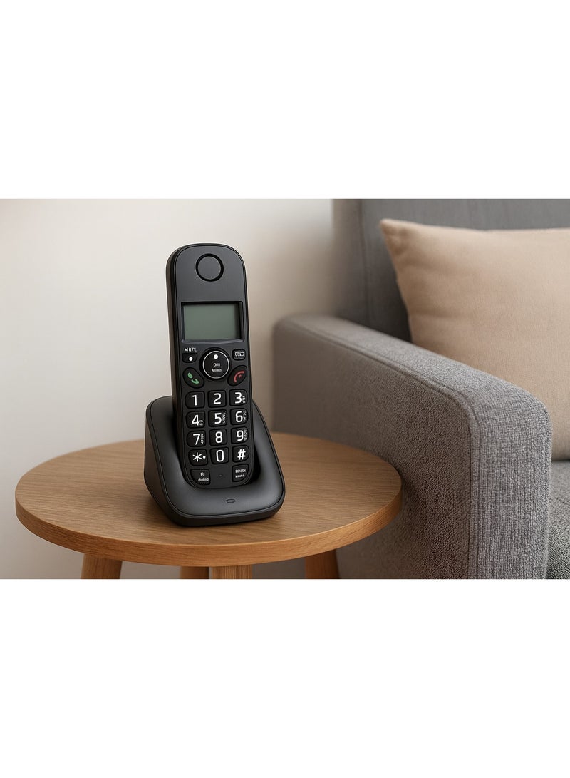 D1001 Cordless DECT Phone - 3-Line Display - Conference Calling - Intercom Support - LED Indicator - Supports 16 Interface Languages - Black - Image 3