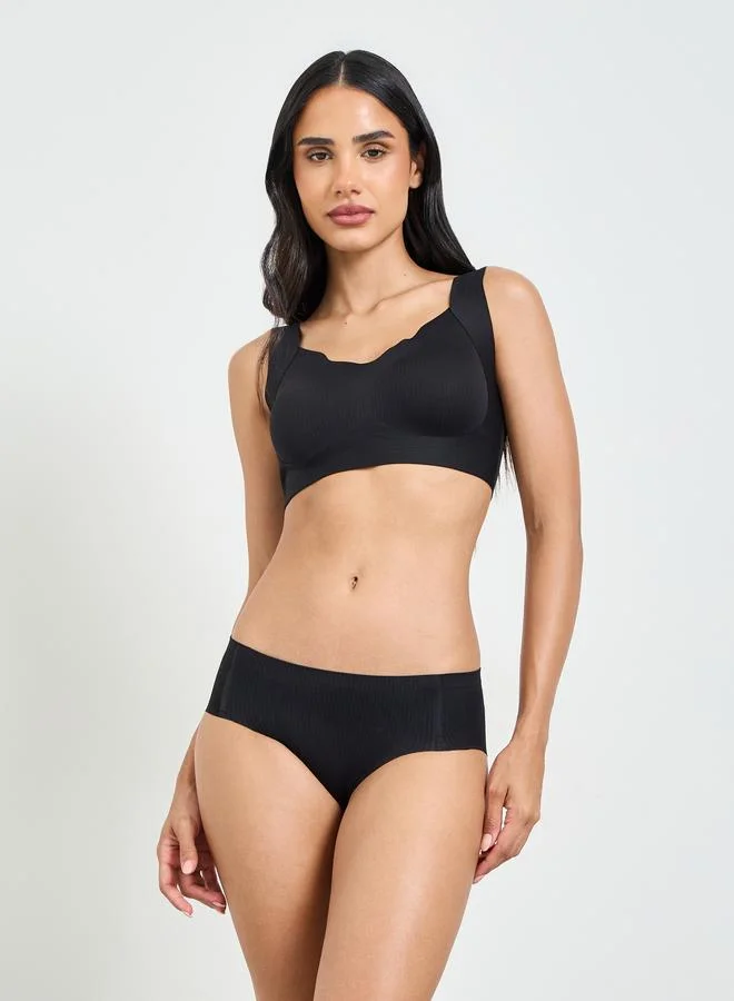 Take Two Solid Padded Non Wired T-Shirt Bra And Briefs Lingerie Set