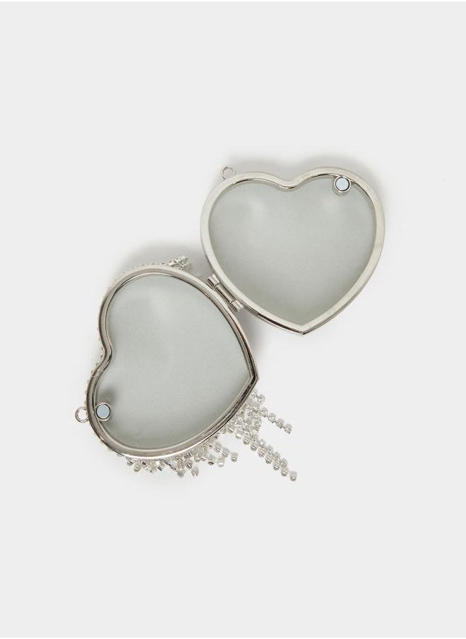 Styli Embellished Heart Clutch with Chain Strap  - Image 4