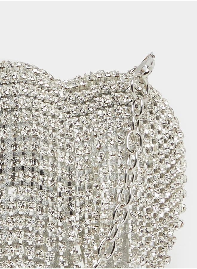 Styli Embellished Heart Clutch with Chain Strap  - Image 3