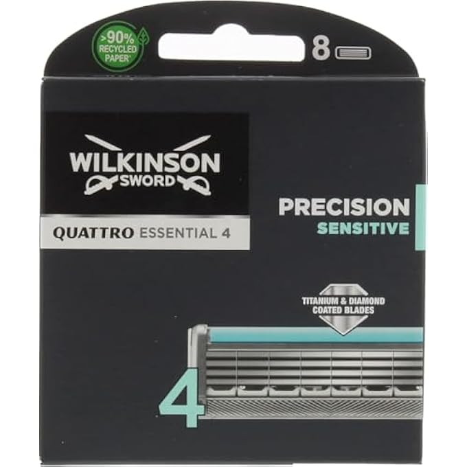 Wilkinson Sword Quattro Titanium Sensitive Razor Blades  Pack of 8 Blades - Image 1