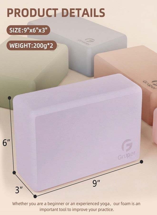 Gruper Yoga Blocks 2 Pack, 9"x6"x3" Exercise Blocks High-Density EVA Foam Blocks with Soft Non-Slip Surface, Lightweight Yoga Props for Yoga Pilates Meditation & Stretching - Image 2