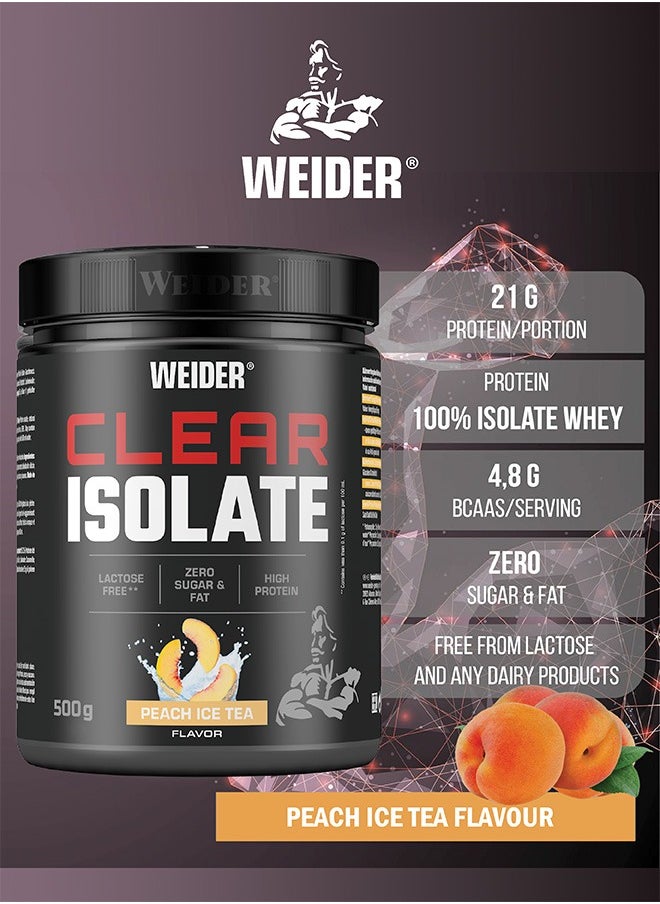 Weider Clear Isolate 500g, Peach Ice Tea, Lactose Free - Zero Sugar And Fat - High Protein Refreshing Drink  - Image 3