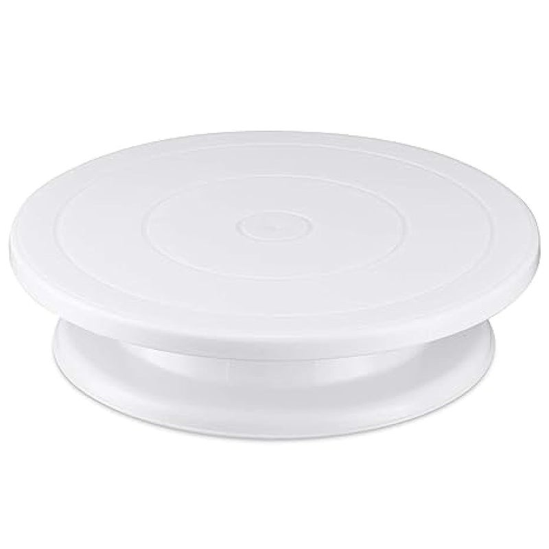 JD PRO Plastic BPA-Free 360 Degree Rotating Cake Turntable,Turns Smoothly Revolving Cake Stand White Cake Decorating Kit Display Stand Baking Tools Accessories Supplies For Decoration ( White ) - Image 1