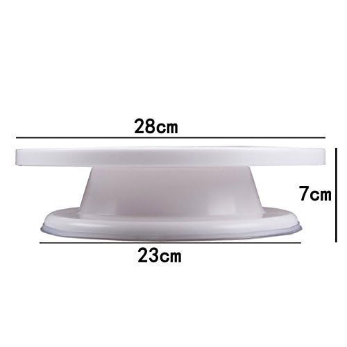 JD PRO Plastic BPA-Free 360 Degree Rotating Cake Turntable,Turns Smoothly Revolving Cake Stand White Cake Decorating Kit Display Stand Baking Tools Accessories Supplies For Decoration ( White ) - Image 2