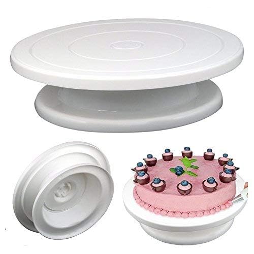 JD PRO Plastic BPA-Free 360 Degree Rotating Cake Turntable,Turns Smoothly Revolving Cake Stand White Cake Decorating Kit Display Stand Baking Tools Accessories Supplies For Decoration ( White ) - Image 3