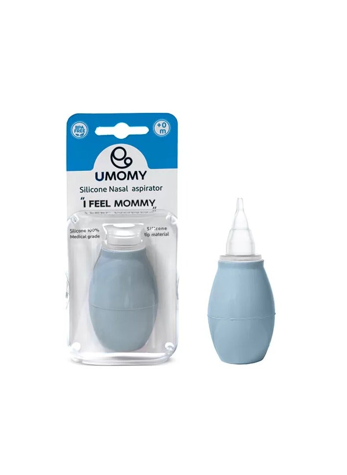 Umomy +0 Month Silicone Nose Aspirator for Babies, BPA-Free, Food Grade Silicone, Easy to Wash, Newborn Safe, Flexible Design, Blue - Image 1