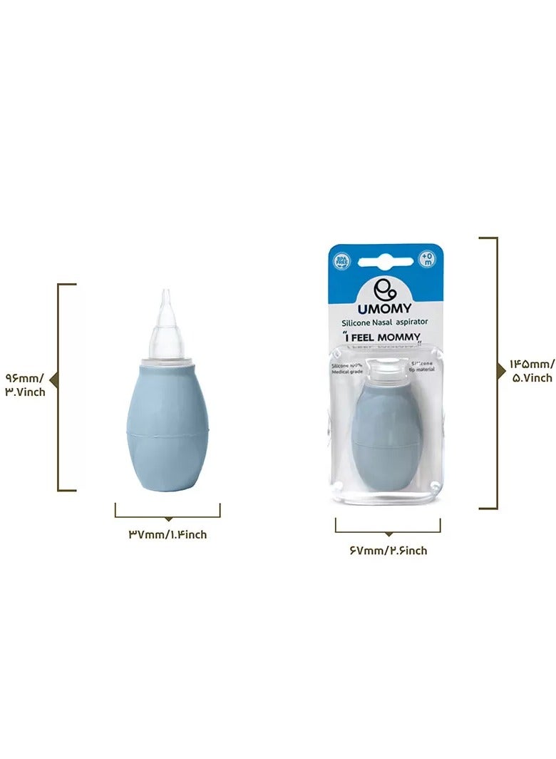 Umomy +0 Month Silicone Nose Aspirator for Babies, BPA-Free, Food Grade Silicone, Easy to Wash, Newborn Safe, Flexible Design, Blue - Image 2