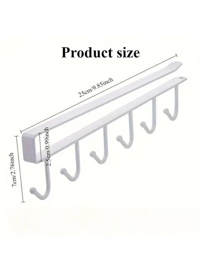 Black Under Shelf Hanging Rack With 6 Hooks For Kitchen Bathroom Wardrobe Storage Organizer - Image 3