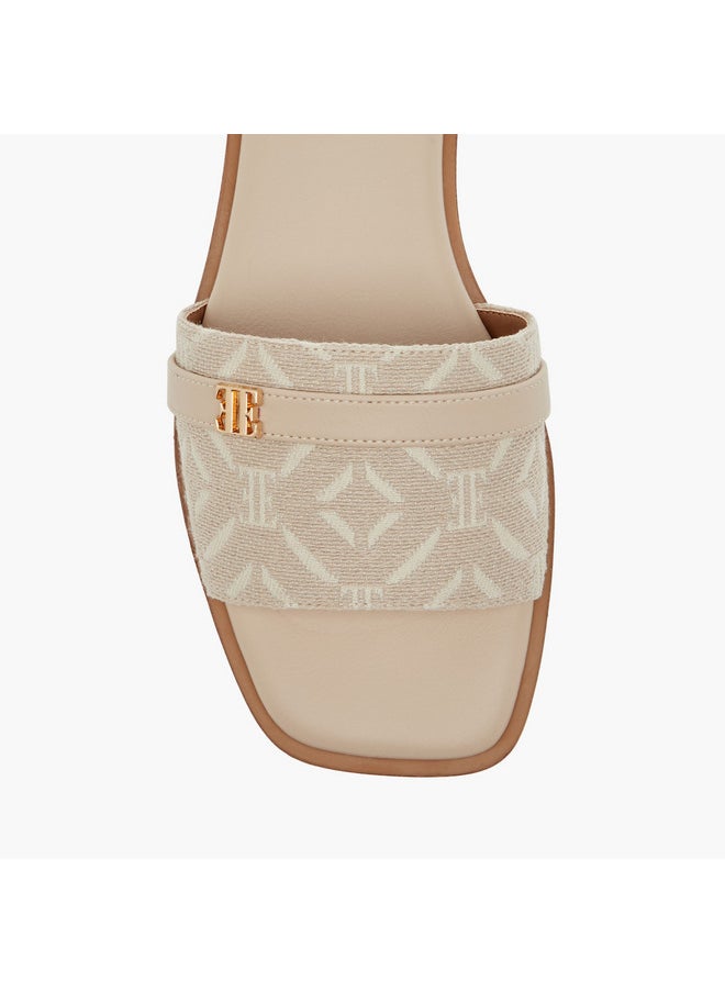 ELLE Women's Textured Slip-On Sandals with Metal Accent  - Image 4