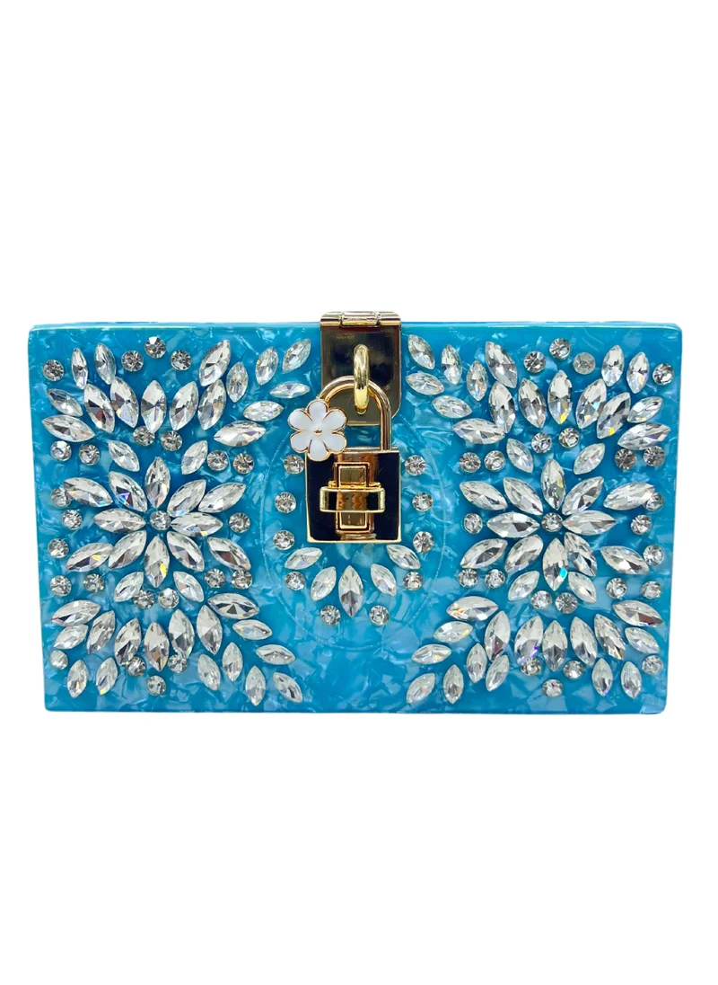 Harsha's Glam Clutches Square Shape Diamond Resin Clutch