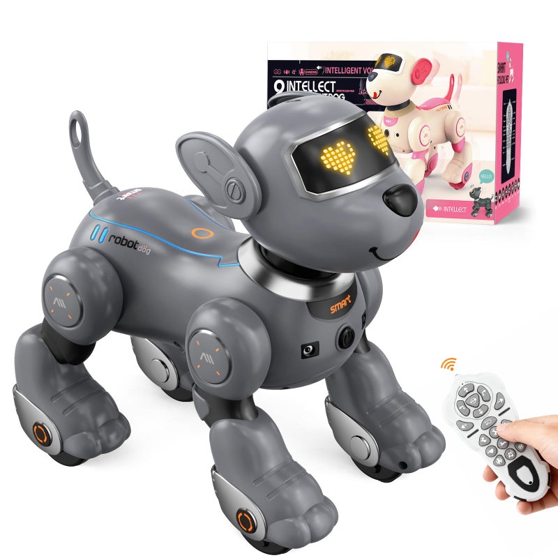 PRANITE Robot Dog Remote Control Programmable Smart Toy with Touch and Music Interaction Follow Mode Interactive Puppy Gift for Kids Gray - Image 3