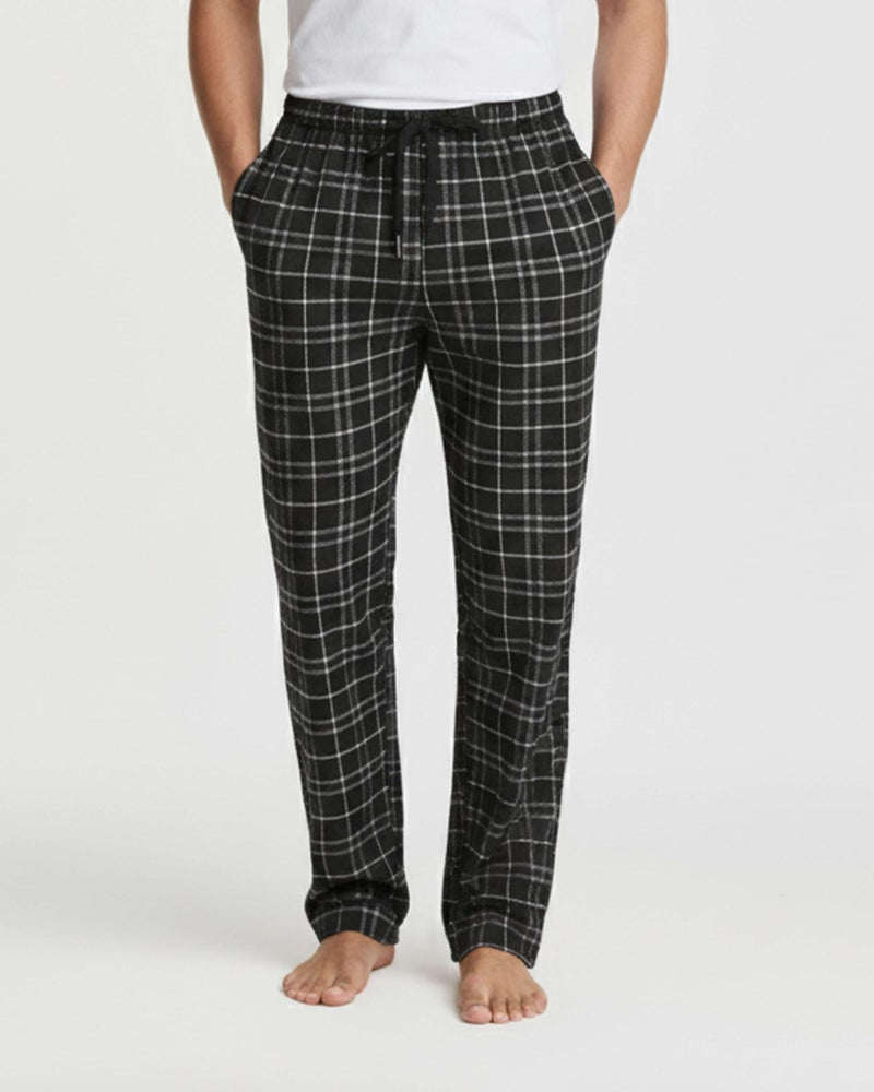 REALESSENTIALS Real Essentials 3 Pack: Men's Soft Cotton Flannel Pajama Pants PJ Lounge Bottoms Elastic Waist Pockets, Standard, Medium, Flannel Set 2 - Image 2
