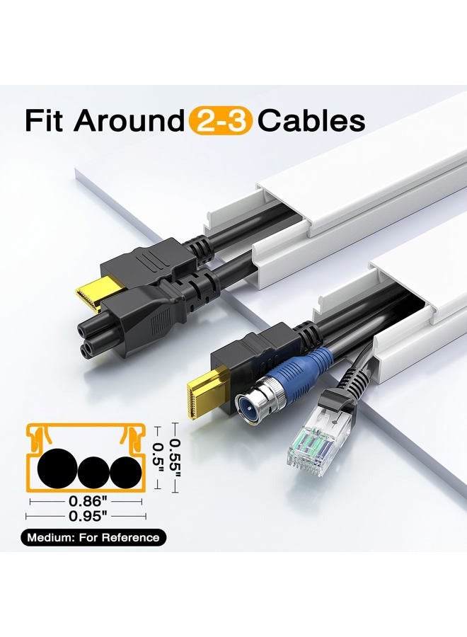 Delamu Cord Covers Raceway Kit, 157" Cable Management Channel, Paintable Concealer System Cables, Wires, Hiding Wall Mount Tv Power Cords In Home Office, 10X L15.7In X W0.95In H0.55 - Image 2