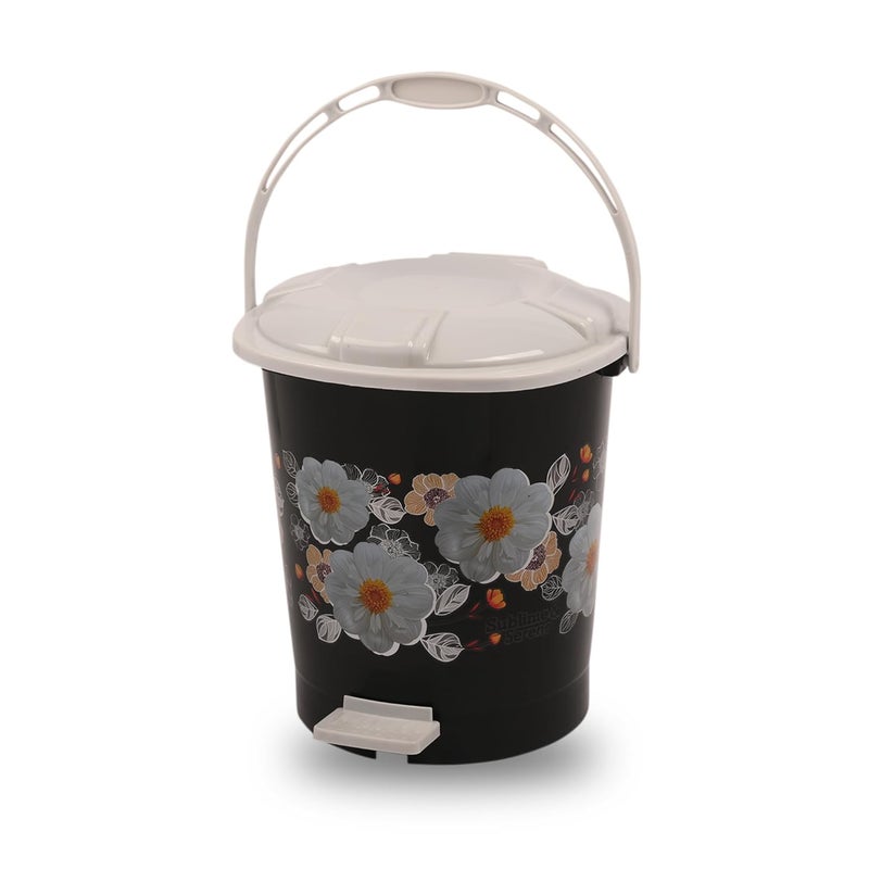 Kuber Industries Kuber Industries Pack of 3 Pedal Dustbin 10 Liter Dustbin for Kitchen Bathroom Dustbin with Lid Wet Dry Waste Bin Garbage Bin with Handle White Check Dhakan Trash Can Black  - Image 2