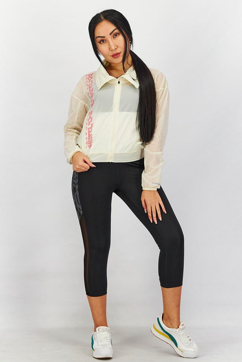 asics جاكيت جري للنساء بأكمام طويلة وقصة عادية، وردي مدخن - Image 3