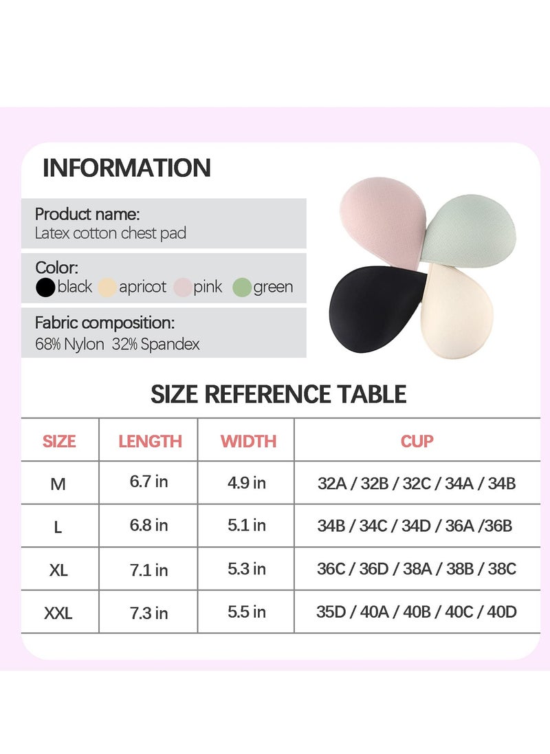 SYOSI - 4 Pairs of Bra Cushion Inserts, Breathable Anti Walking Bra Inserts Removable Latex Bra Inserts for Women's Sports Cup Bra or Swimsuit Bikini Inserts (Green+Black+Pink+Apricot XL) - Image 1