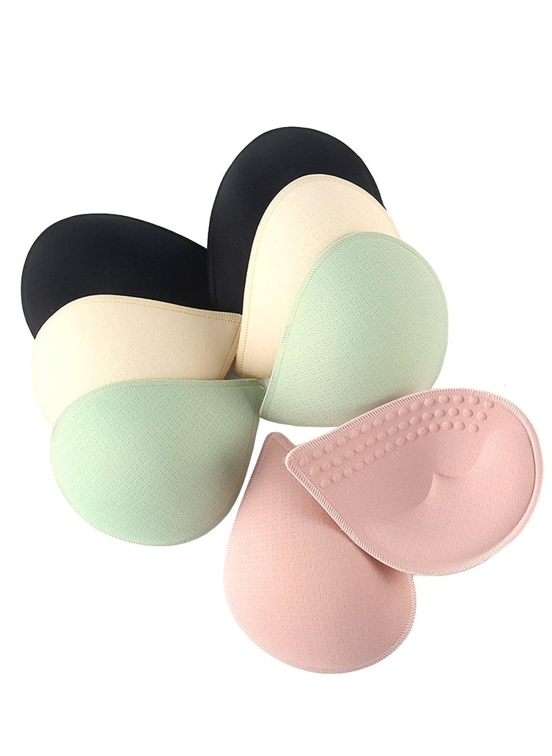 SYOSI - 4 Pairs of Bra Cushion Inserts, Breathable Anti Walking Bra Inserts Removable Latex Bra Inserts for Women's Sports Cup Bra or Swimsuit Bikini Inserts (Green+Black+Pink+Apricot XL) - Image 1