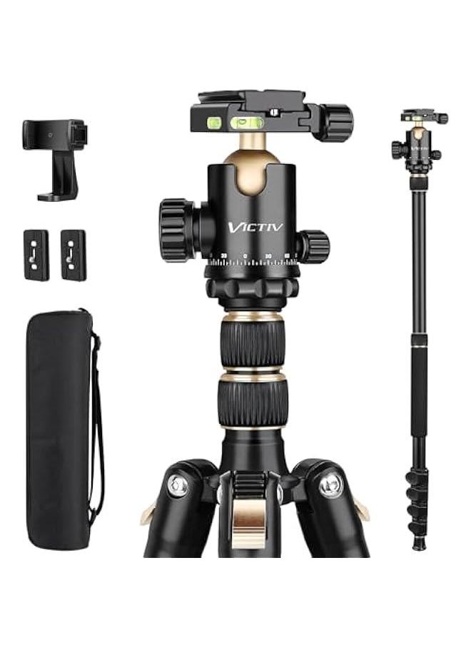 Professional Camera Tripod Stand for DSLR Photography, Lightweight yet Heavy Duty. Perfect for Spotting Scopes, Telescopes, and Binoculars. Complete Compact Tripod Unit, Tall and Sturdy Stand.
